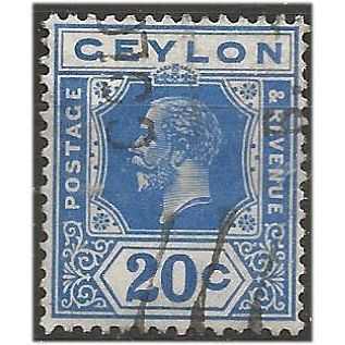 Ceylon 1932 SG350 20c Bright Blue Fine Used . .. .