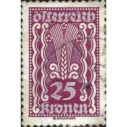 AUSTRIA, Ear of corn, red-violet 1922, 25kr