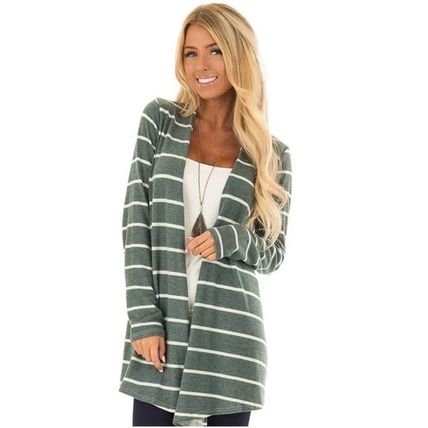 Women's Casual Long Sleeve Striped Knit Cardigan