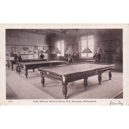 Petty Officers Billiards Room Portsmouth Barracks Old Postcard