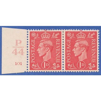 GB KGVI 1941 1d PALE SCARLET SG486 MOUNTED MINT PAIR CONTROL P44 101