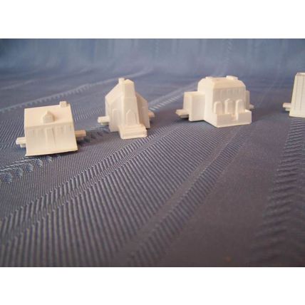 Game of Life 1960s Parts Milton Bradley White Plastic Buildings