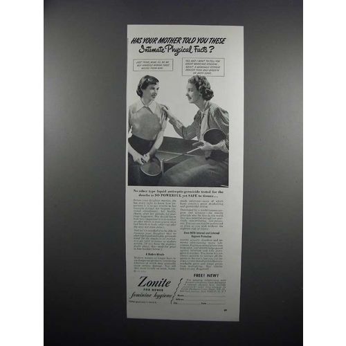 1951 Zonite Feminine Hygiene Ad - Has Your Mother Told