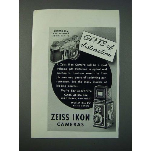 1952 Zeiss Ikon Contax II-a and Ikoflex cameras Ad - Gifts of Distinction