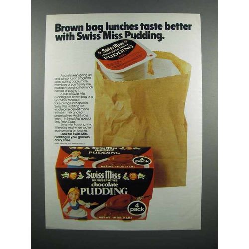 1983 Swiss Miss Chocolate Pudding Ad - Brown Bag