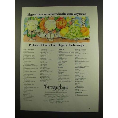 1984 Preferred Hotels World Wide Ad - Elegance