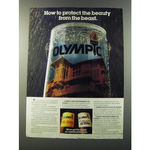 1986 Olympic Oil Stain Ad - How to protect the beauty from the beast