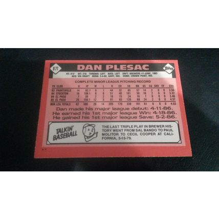1986 Topps Traded Card # 087T Dan Plesac Excellent (5) Milwaukee Brewers