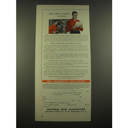 1962 National Rifle Association Ad - Just what I wanted to know