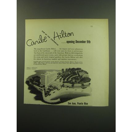 1949 Caribe Hilton Hotel Ad - Gem of the Caribbean