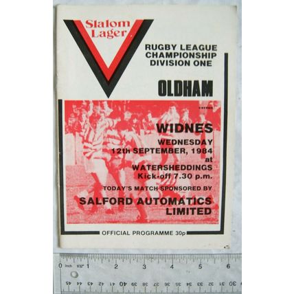 1984 programme Oldham v. Widnes, Rugby League