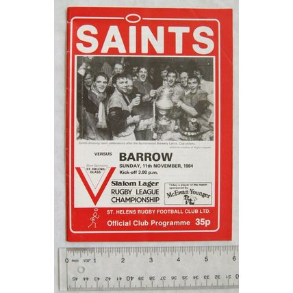 1984 programme St. Helens v. Barrow