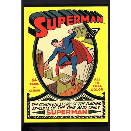 Superman Issue One DC 1939 Comic Book WW2 Art Cover Postcard