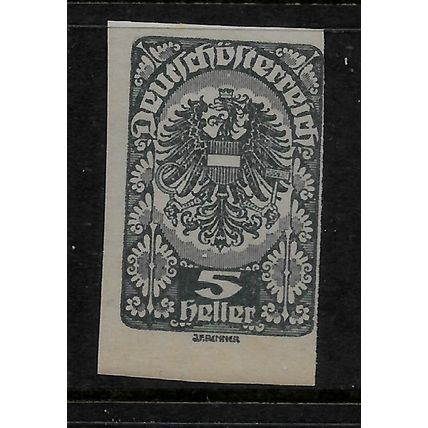 AUSTRIA 1919 REPUBLICAN ARMS 5H GREY IMPERF SG 338 M MINT#