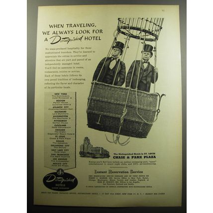 1957 Distinguished Hotels Advertisement - Chase & Park Plaza Hotel, St. Louis