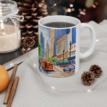 At the Cafe Chicago Magnificent Mile #23 Mug 11oz AI Decorative Mug