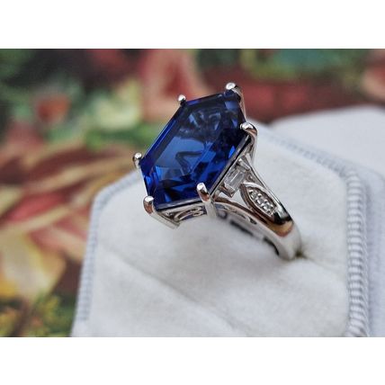Minas Gerais Twilight Quartz Fancy Cut Ring Sz P½- Q Platinum Overlay 925 Silver