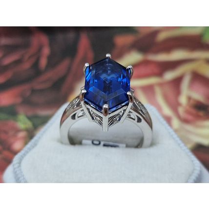 Minas Gerais Twilight Quartz Fancy Cut Ring Sz P½- Q Platinum Overlay 925 Silver