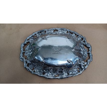 Vintage Arthur Court Heavy Oval Grapes And Vines Serving Platter Tray 14"