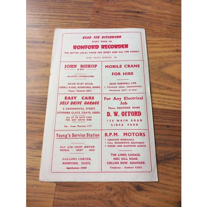 1961/62 Romford vs Sudbury Town - Eastern Counties League Cup ** FREE P&P **