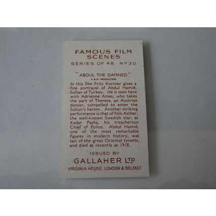 1935 Gallaher Famous Film Scenes Card # 30 of 48 Abdul The Damned Very Good (3)