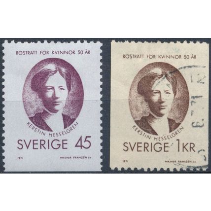 50th Anniv of Swedish Women's Suffrage - Sweden 1971 - NM H & F H - MiNr 702/3