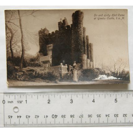 vintage postcard Sir & Lady Hall Caine at Greeba Castle, Isle of Man