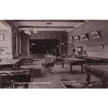 A Regimental Recreation Billiard Army Room Aldershot Military Old Postcard