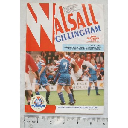 1993 programme Walsall v. Gillingham, 9/10
