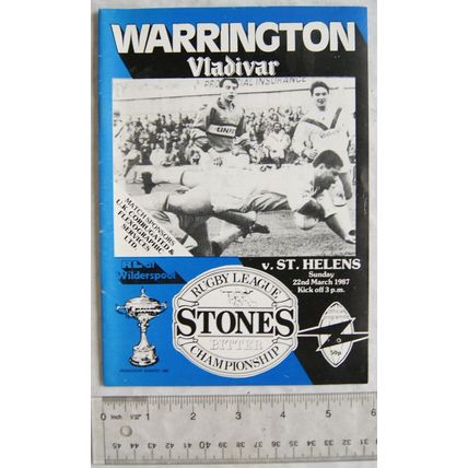 1987 programme Warrington v. St. Helens