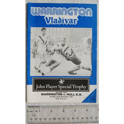 1987 programme Warrington v. Hull Kingston Rovers, JPS Trophy