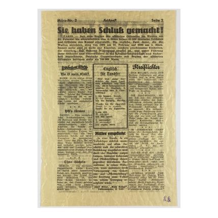 WW2 American Artillery Shell Propaganda Leaflet. - Feldpost No. 25. - 1945.
