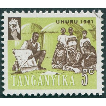 Tanganyika 1961 5c sepia & light apple-green SG108 CTO