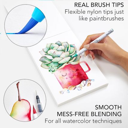 CHROMATEK 108 Watercolor Pens Set | Including 15 Page Pad & Online Video Tutoria