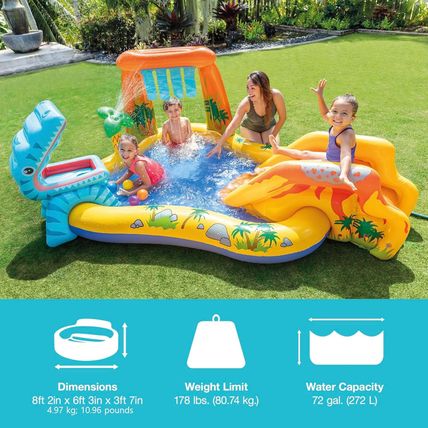 Intex Inflatable Dinosaur Play Center Outdoor Playhouse Inflatable Water Park wi