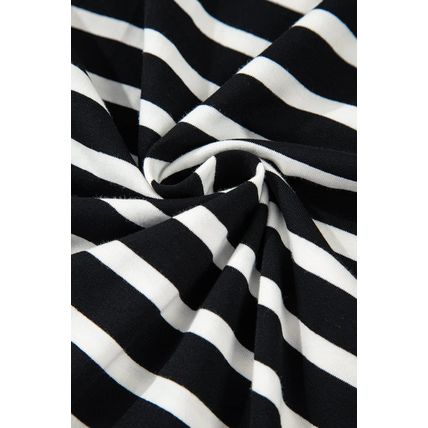 Black White Striped Short Sleeve Top and Shorts Set