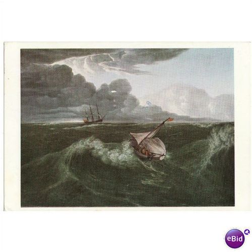 Boston Art Postcard Thunderstorm at Sea Sailing Ships Washington Allston