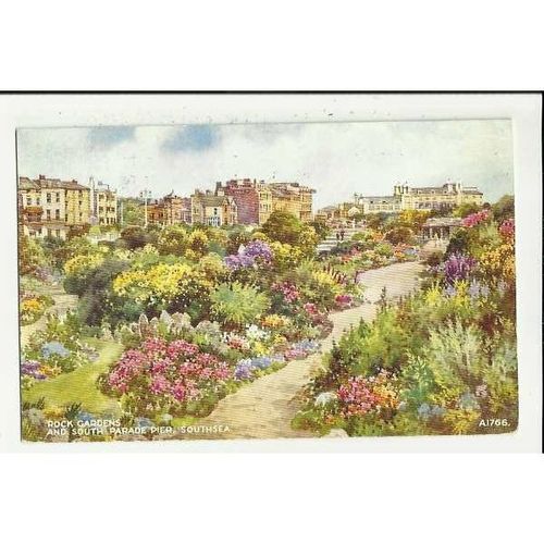 A1766 Hampshire SOUTHSEA Rock Gardens Valentine "Art Colour" Postcard