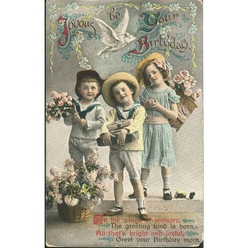 Antique Greetings Postcard 1914 - Joyous Be Your Birthday - 5241
