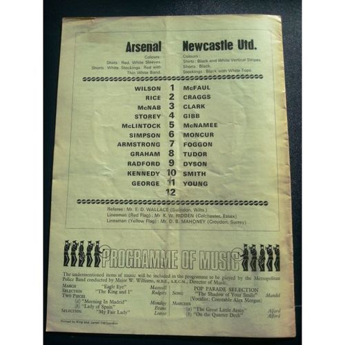 Arsenal v Newcastle United Football Programme 17/04/1971