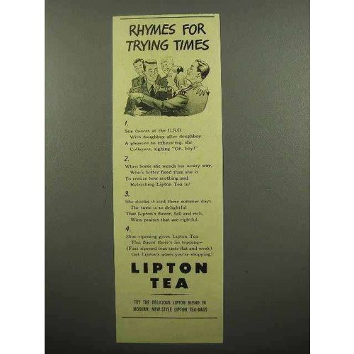 1943 Lipton's Tea Ad - Rhymes for Trying Times
