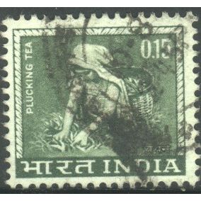 India 1965 - SG510 - 15p green - Plucking Tea - used