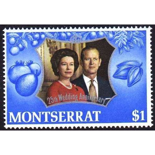 Montserrat 1972 Royal Silver Wedding $1 Unmounted Mint MNH SG 308 Sc 287 stamp