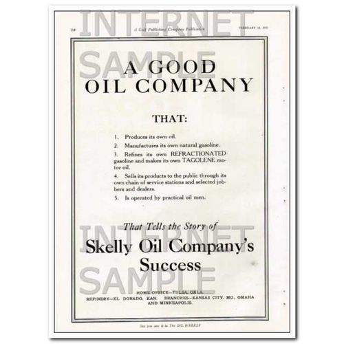 SKELLY OIL COMPANY 1927 oil manufactures natural gasoline vintage ad