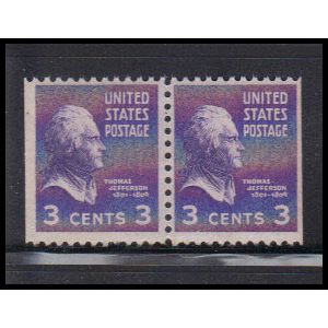807 3c Thomas Jefferson Fine MNH BPS Hor Pair KA7412