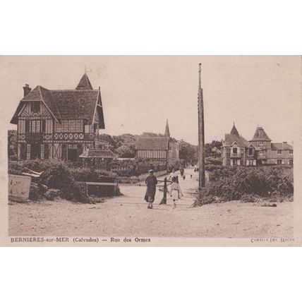 Bernieres Sur Mer Normandy Rue Des Ormes Walking Dog Mac Antique French Postcard