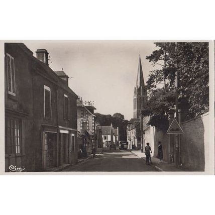 Bernieres Sur Mer Normandy Grand Rue Roadsign Bicycle French Real Photo Postcard