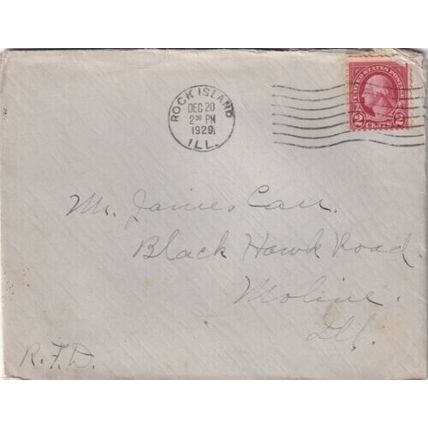 United States 1929 Rock Island ILL-Moline ILL Cover Rock Island cancel written
