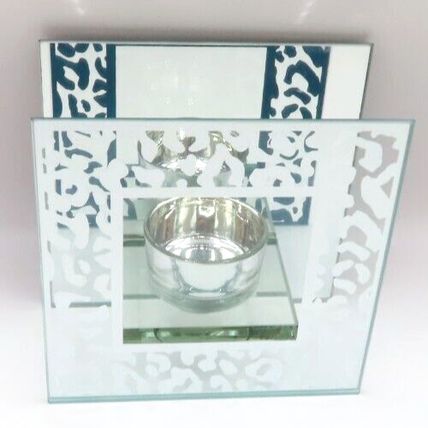 Silver Animal Print Tealight Holder 12 CM Glass Gift Home Decor Boxed