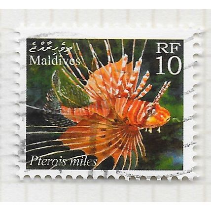 MALDIVES 2001 FISH DEVIL FIRE LION FIREFISH LIONFISH USED Pterois miles